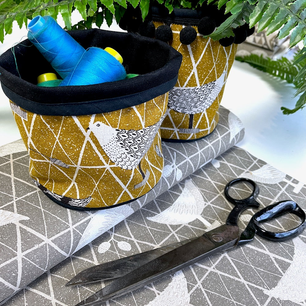 Cotton/Linen Canvas Hummingbird Chickens Coop Grey