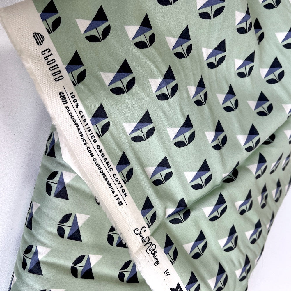 Cloud 9 Organic Cotton Sateen - Sweet Nothing - Deco Flowers (Per Metre)