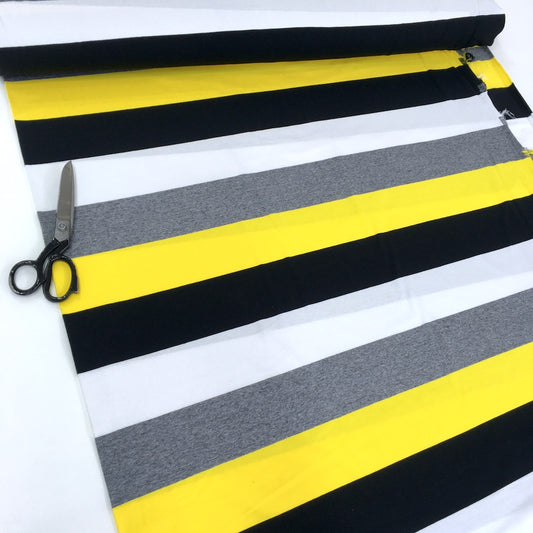 Yellow Marl Wide Stripe Yarn Dyed Jersey - Frumble Fabrics