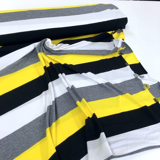 Yellow Marl Wide Stripe Yarn Dyed Jersey - Frumble Fabrics