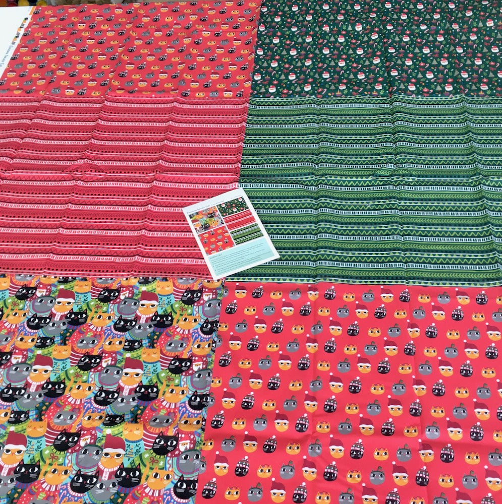 x6 Christmas Sweater Cats -  Flat Stack cuttable Fat Quarter Bundle