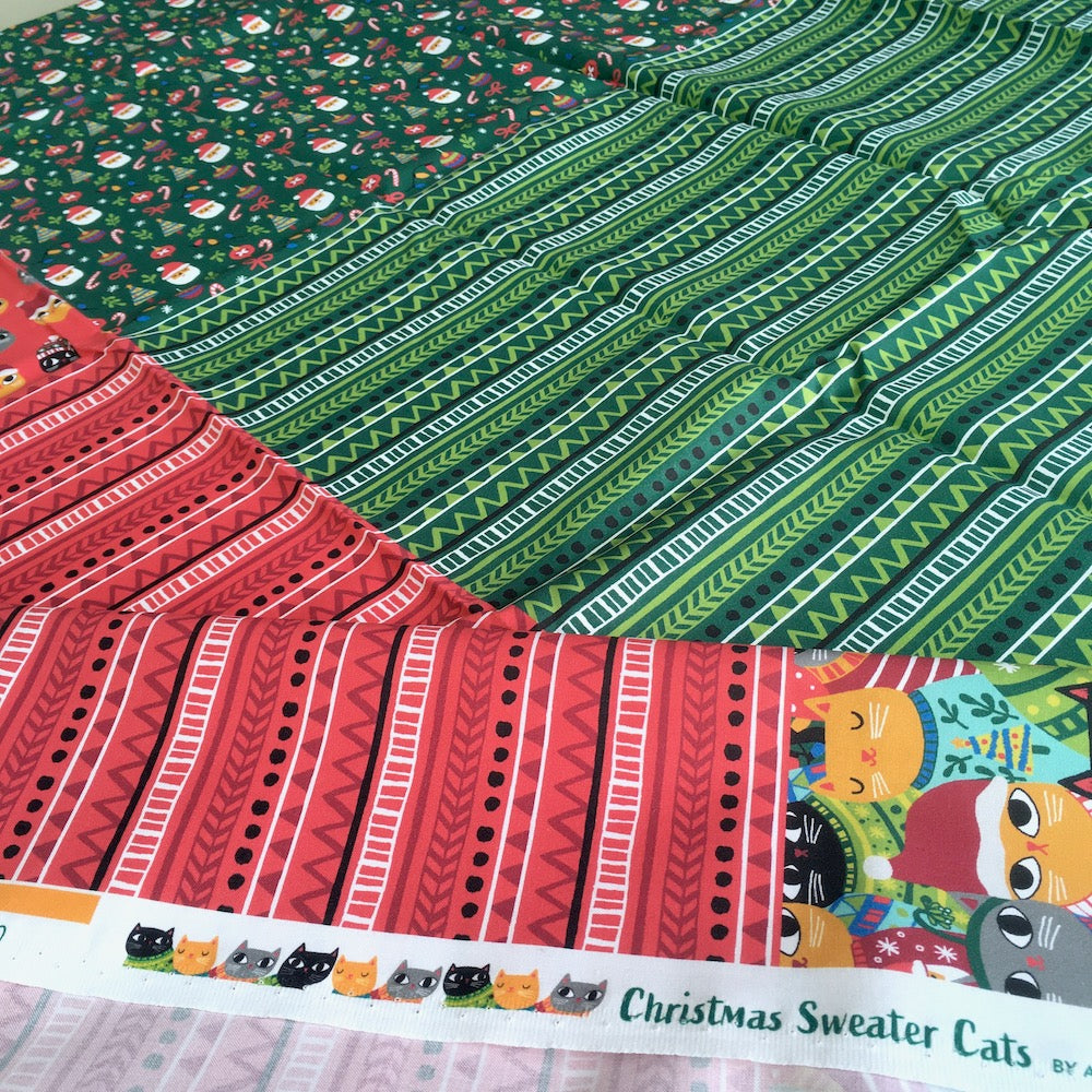 x6 Christmas Sweater Cats -  Flat Stack cuttable Fat Quarter Bundle