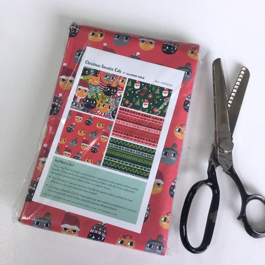 x6 Christmas Sweater Cats -  Flat Stack cuttable Fat Quarter Bundle