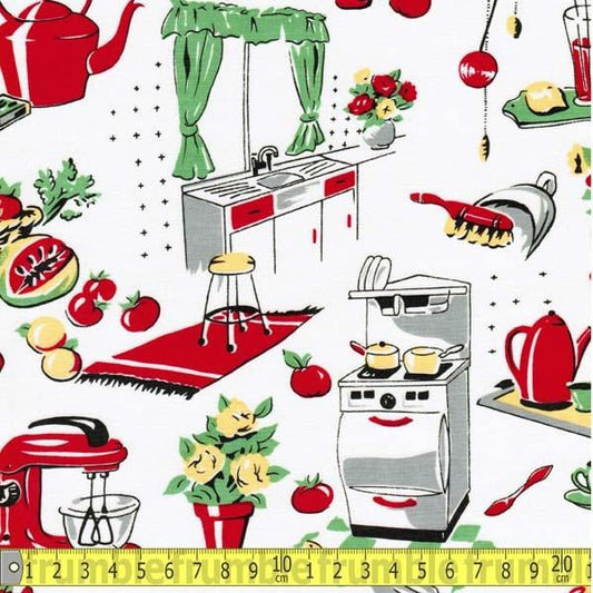 Fifties Kitchen Cream - Frumble Fabrics