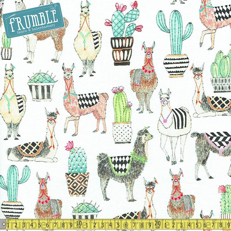 Lovely Llamas White Fabric by Michael Miller