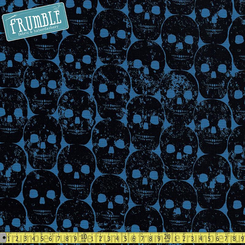Skulls Out Numb Skull Blue - Frumble Fabrics