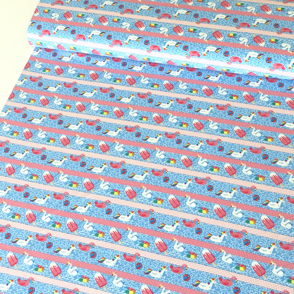 Pool Party Swimming Lanes Aqua Jersey Print - Frumble Fabrics