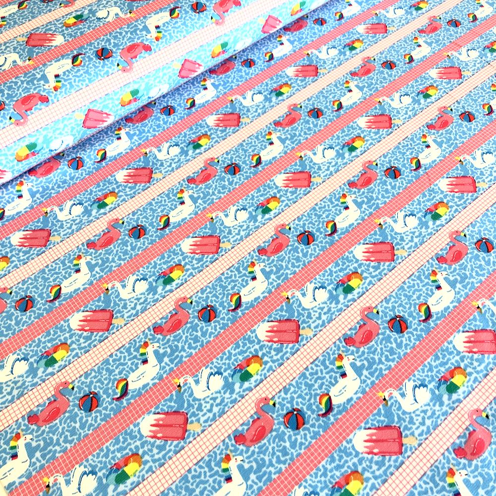 Pool Party Swimming Lanes Aqua Jersey Print - Frumble Fabrics