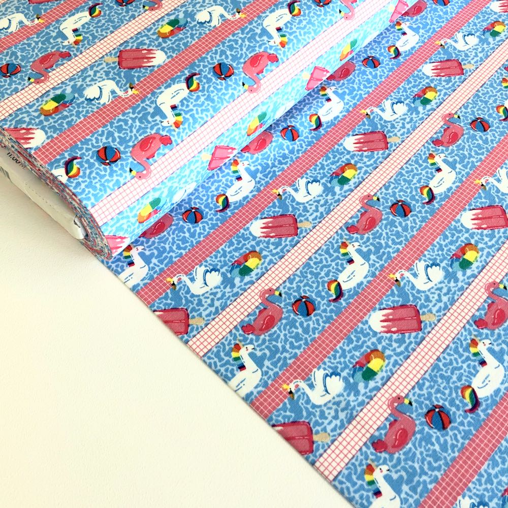 Pool Party Swimming Lanes Aqua Jersey Print - Frumble Fabrics