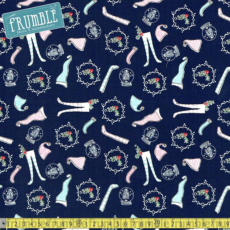 Pixie Noel Socks Navy - Frumble Fabrics