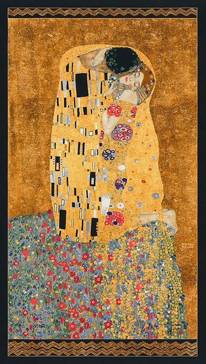 Gustav Klimt The Kiss Metallic Gold Panel - Frumble Fabrics