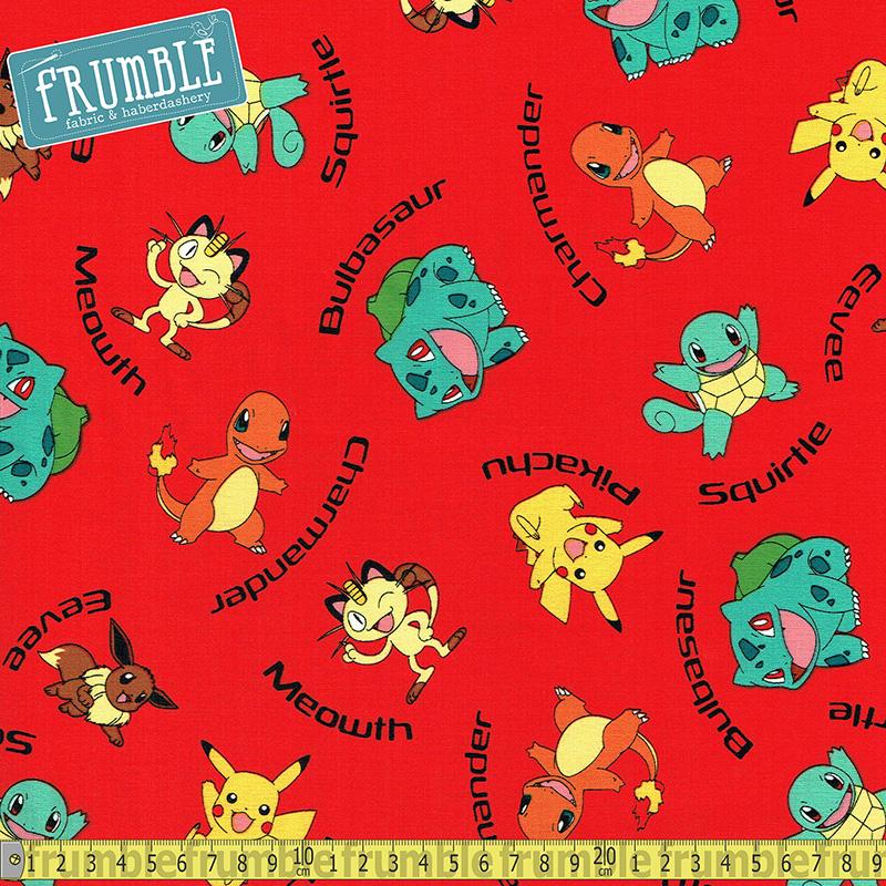 Pokemon Characters Red - Frumble Fabrics