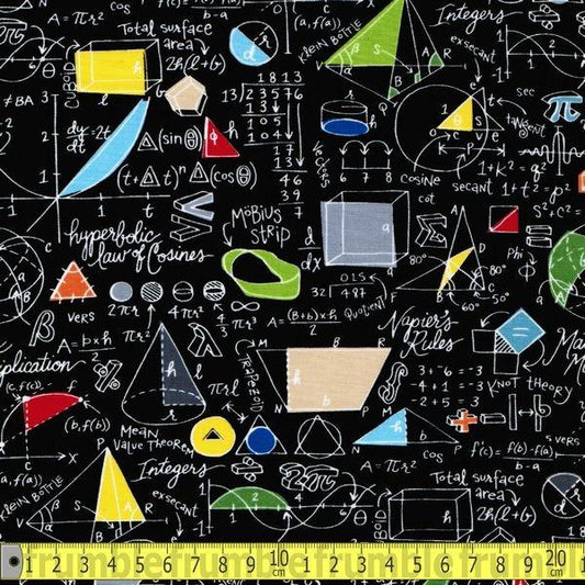 School Maths & Geometry Black - Frumble Fabrics