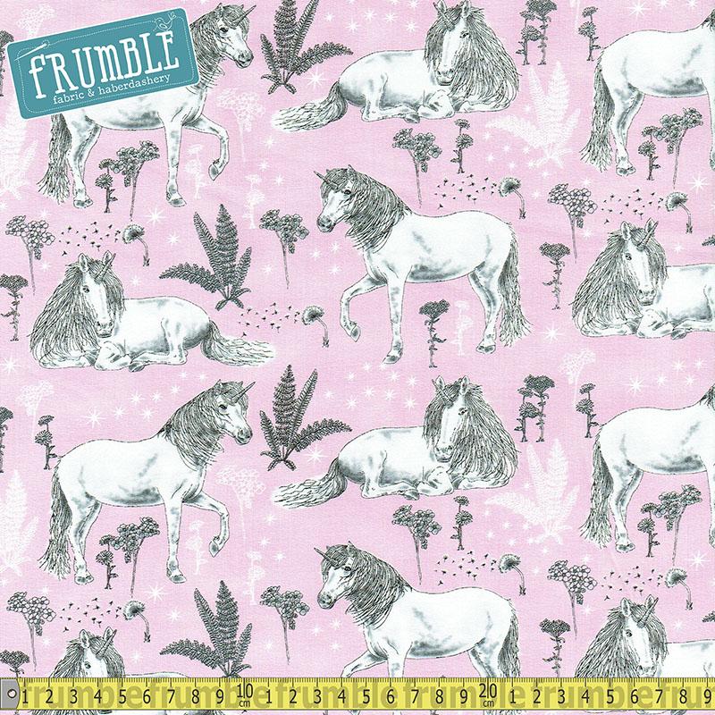 Sketched Unicorns Pink - Frumble Fabrics