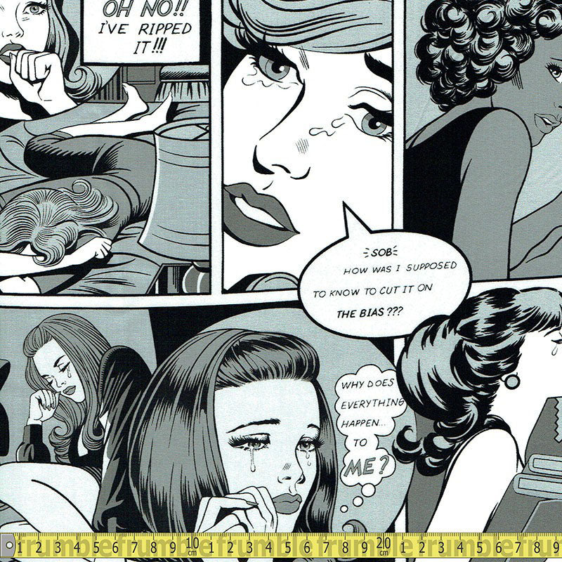 Sewing Woes Black And White - Frumble Fabrics