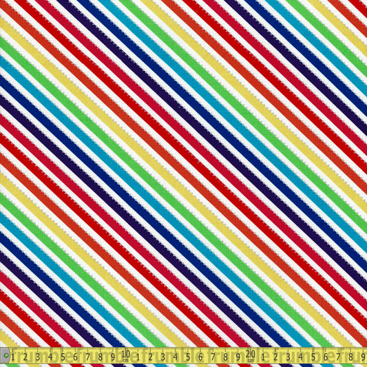 Anthology Fabrics - Be Colourful Metallic Rainbow - White Sewing and Dressmaking Fabric