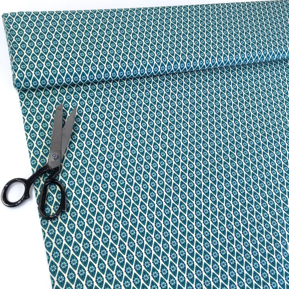 Atomic Shields - Hamburger Liebe Organic Cotton Poplin - Dark Teal Sewing and Dressmaking Fabric
