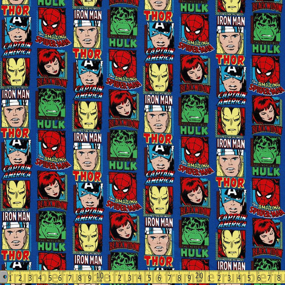 Camelot - Licensed - Marvel Comic Heroes Blue Sewing Fabric