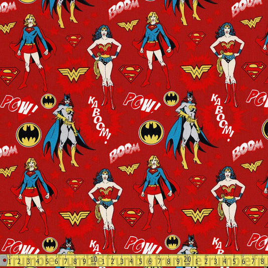 Camelot - Licensed Cottons - DC Girl Power Red Sewing Fabric