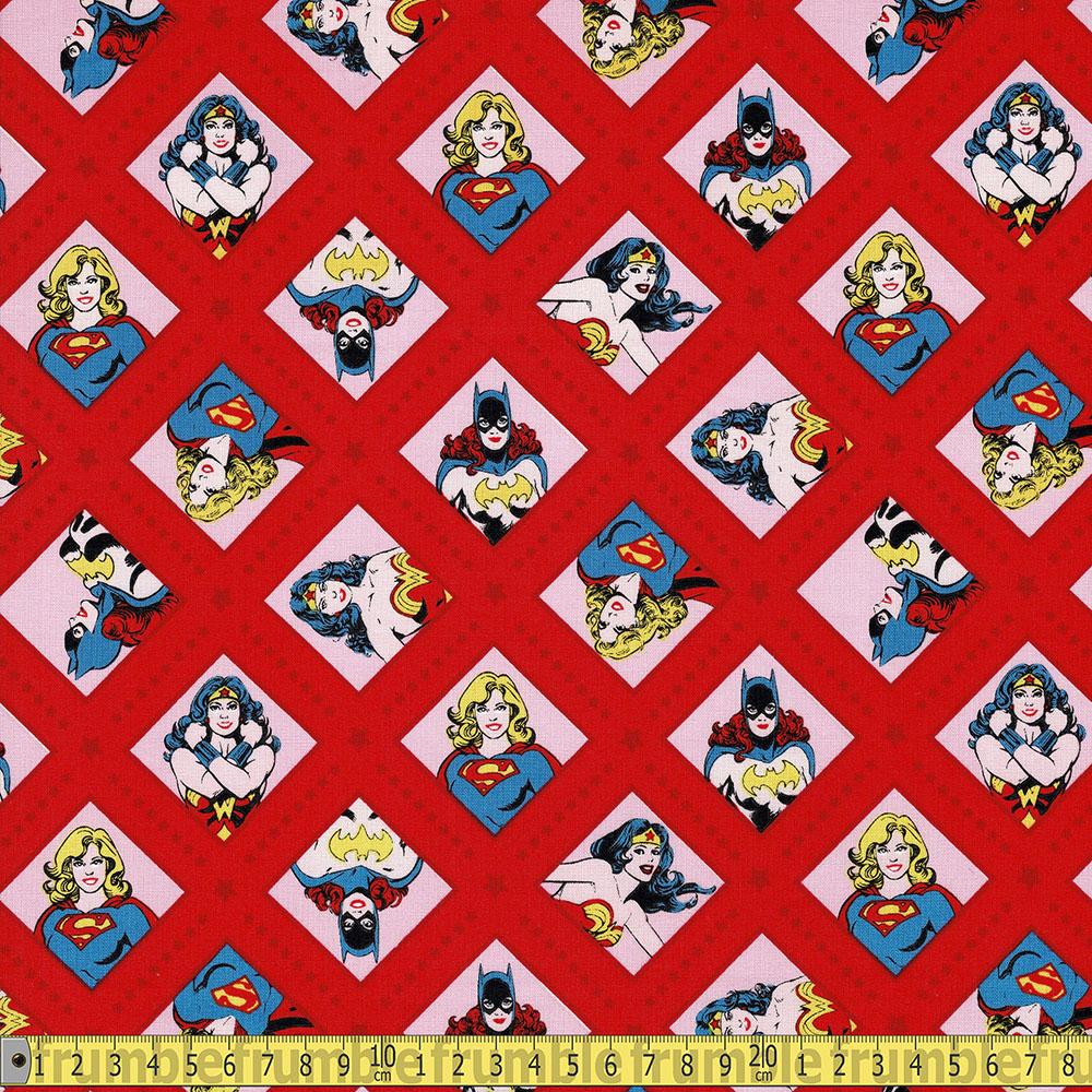 Camelot - Licensed Cottons - DC Super Women Red Sewing Fabric