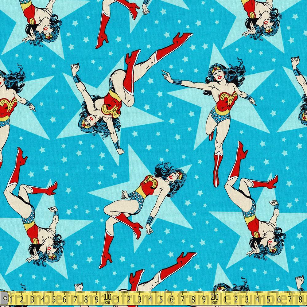 DC Comics Wonder Woman Stars Topaz Fabric by Camelot