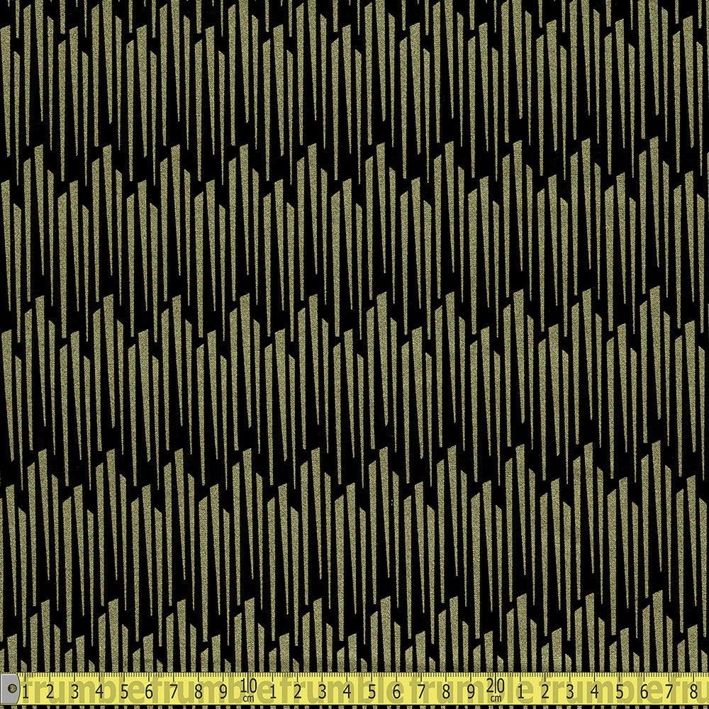 Camelot Fabrics - Emma and Mila - Nightfall Tassels Gold Black Sewing and Dressmaking Fabric