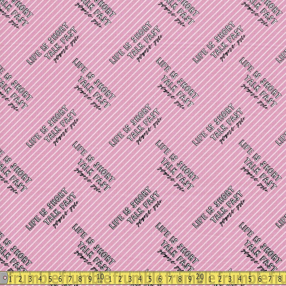 Camelot Fabrics - Gilmore Girls - Talk Fast Stripe Pink Sewing and Dressmaking Fabric
