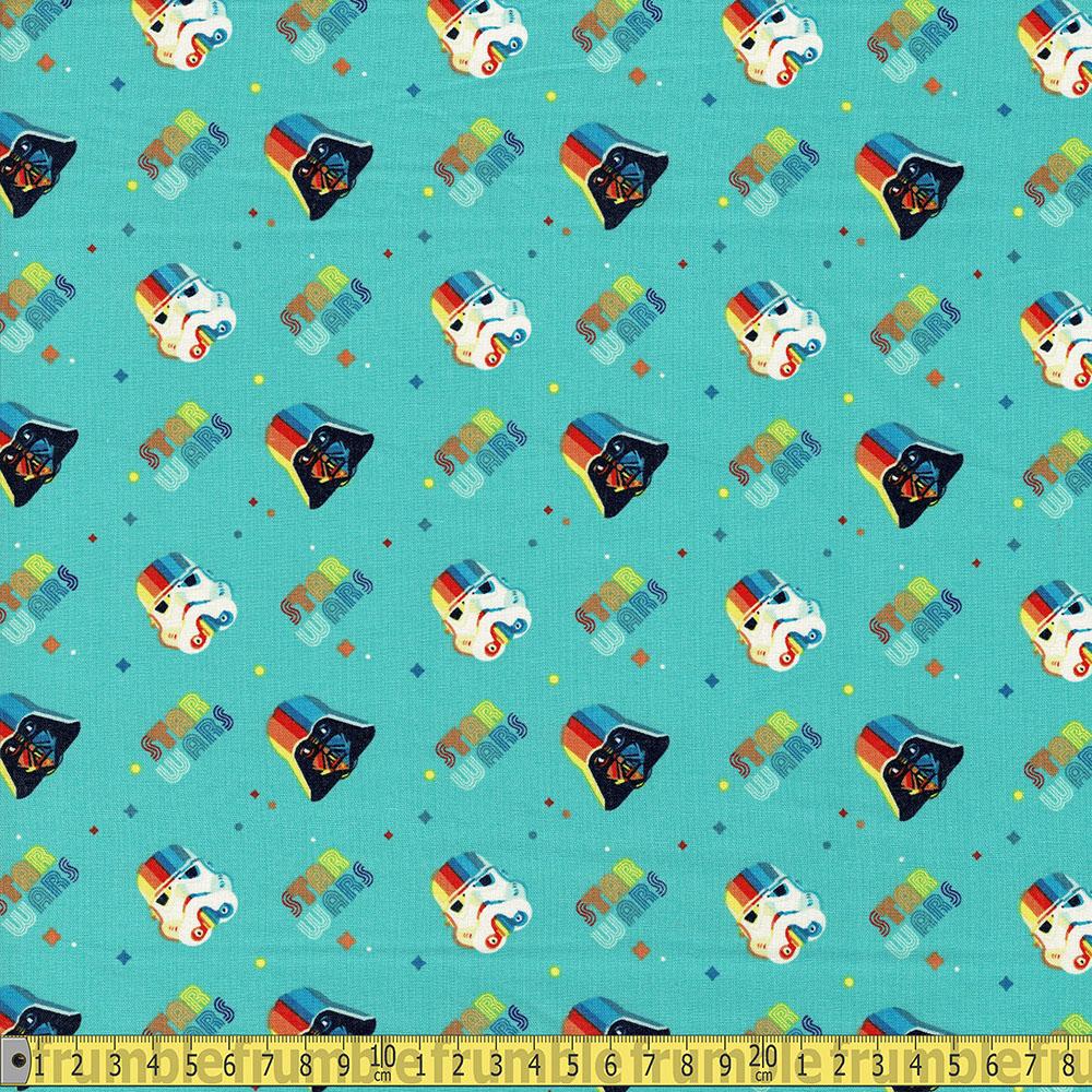 Camelot Fabrics - Star Wars Turquoise Helmets - Turquoise Sewing and Dressmaking Fabric
