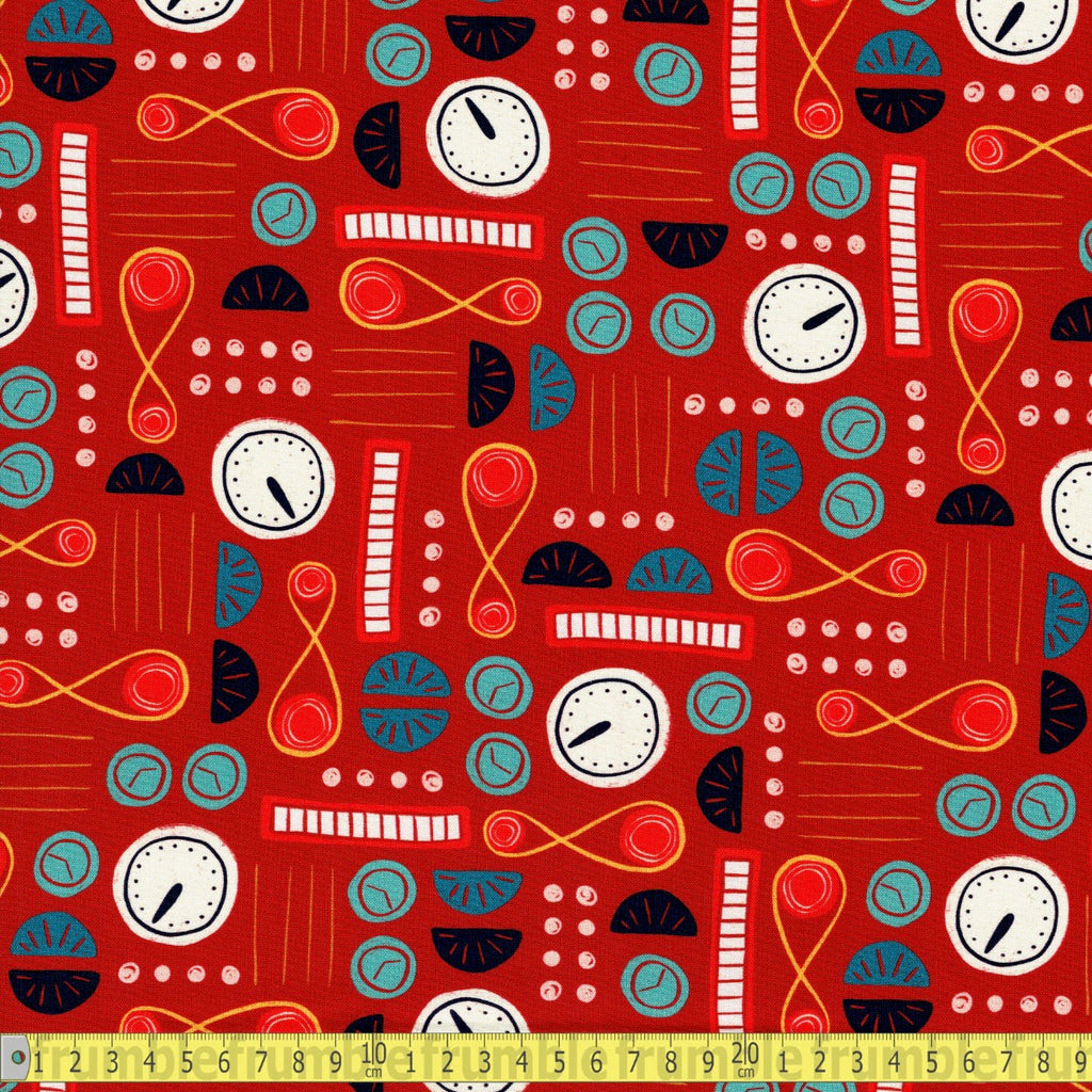 Cloud 9 Organic Cottons - High Gear - Control Board Red - Sewing and Dressmaking Fabric