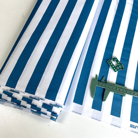 25mm Beach Stripe - Cotton Poplin - Navy Blue