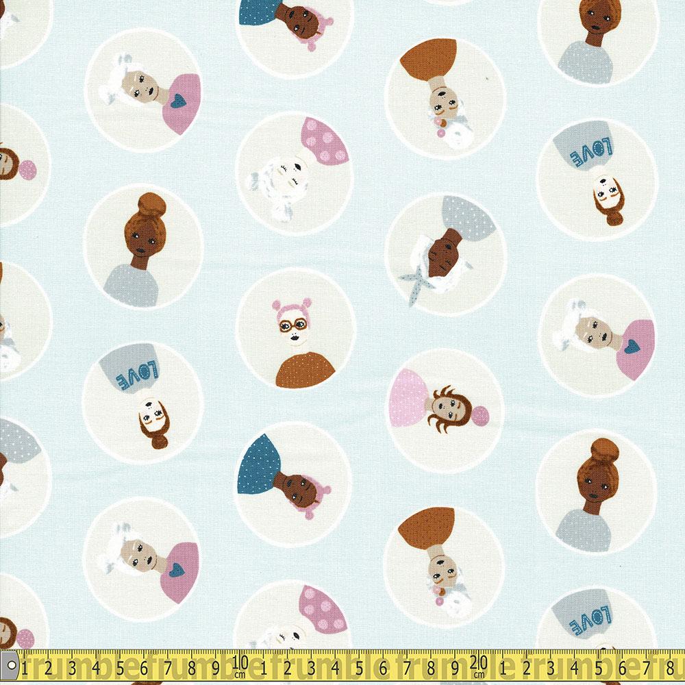 Cotton and Steel - Girls Club - Confetti Friends Pale Blue Sewing Fabric