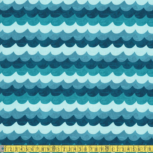 Cotton and Steel - Rifle Paper Co - Amalfi Waves Turquoise Sewing Fabric