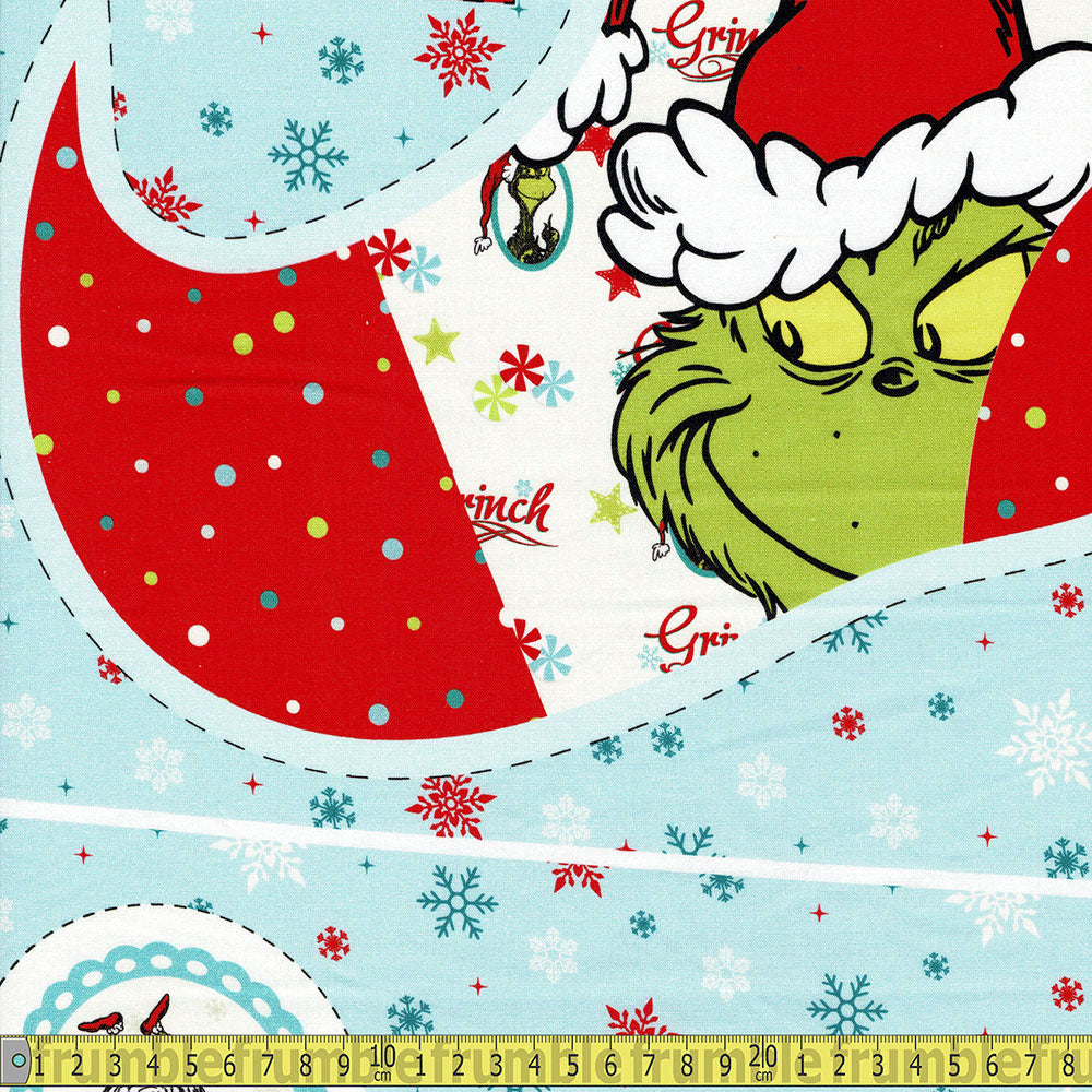 Craft Cotton Company - Dr Seuss The Grinch - Christmas Stocking Panel Sewing and Dressmaking Fabric