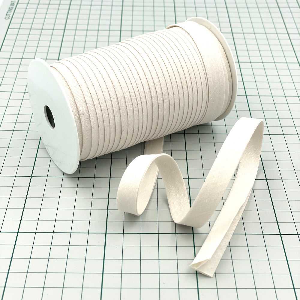 25m Reel of Plain 12mm Double Fold Bias Binding
