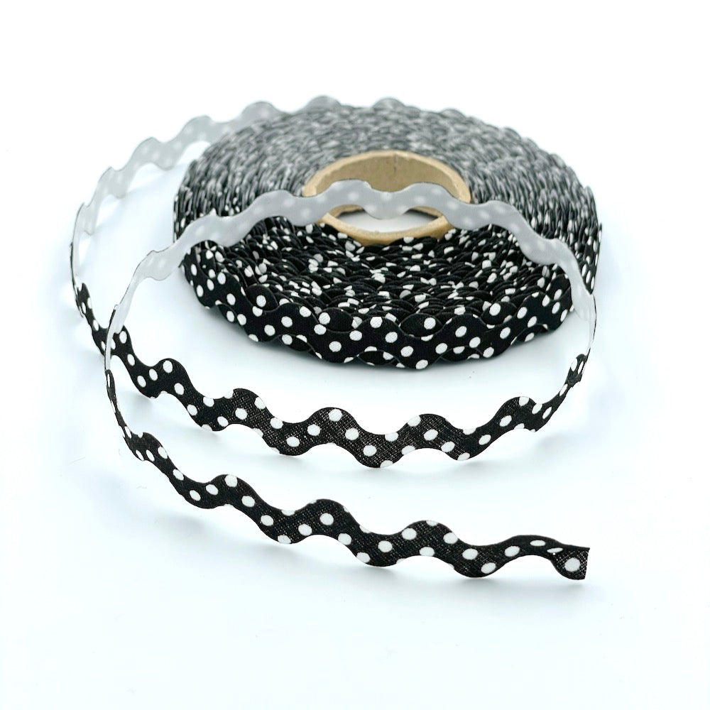 5m Roll of 15mm Polka Dot Ric Rac Bias