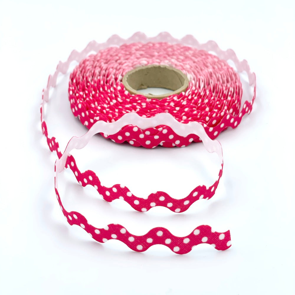 5m Roll of 15mm Polka Dot Ric Rac Bias