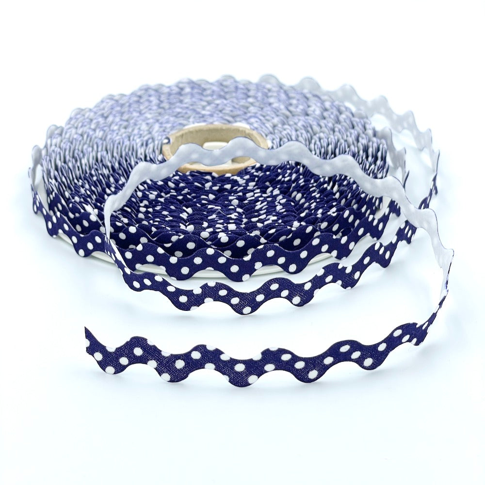 5m Roll of 15mm Polka Dot Ric Rac Bias
