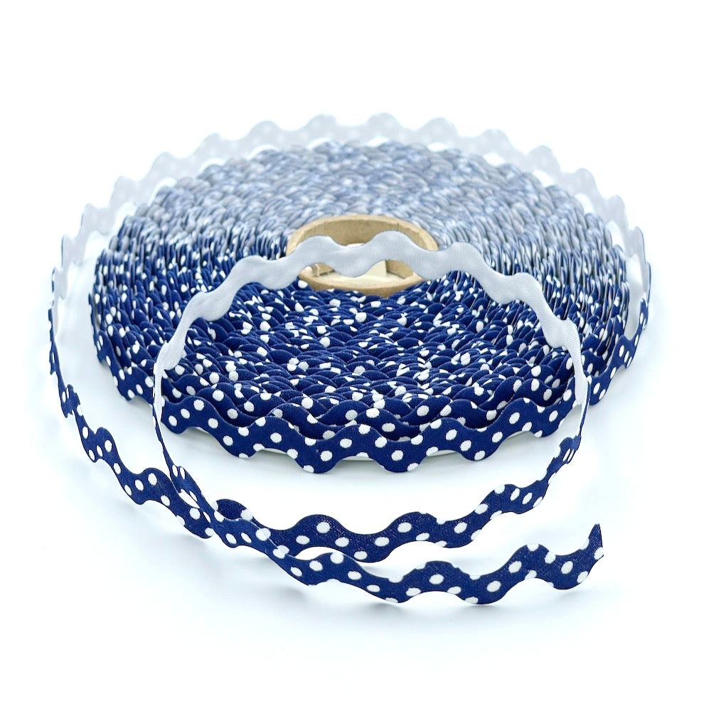 5m Roll of 15mm Polka Dot Ric Rac Bias