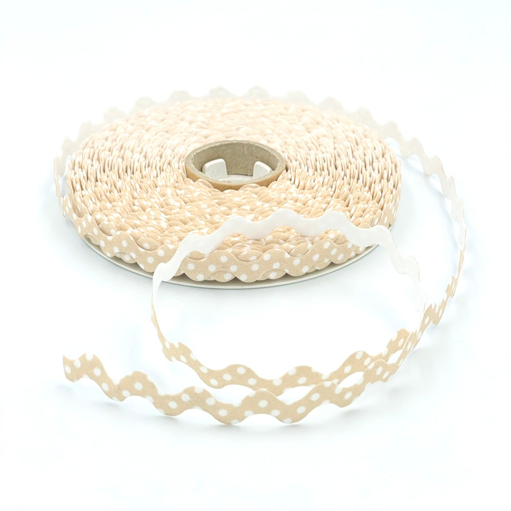 5m Roll of 15mm Polka Dot Ric Rac Bias