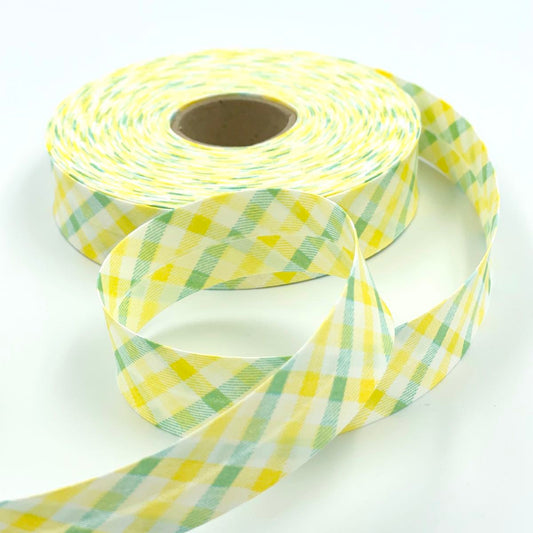 25m Reel of 25mm Carnival Check Bias Binding