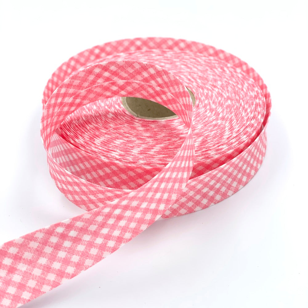 25m Reel of 25mm Gingham Bias Binding