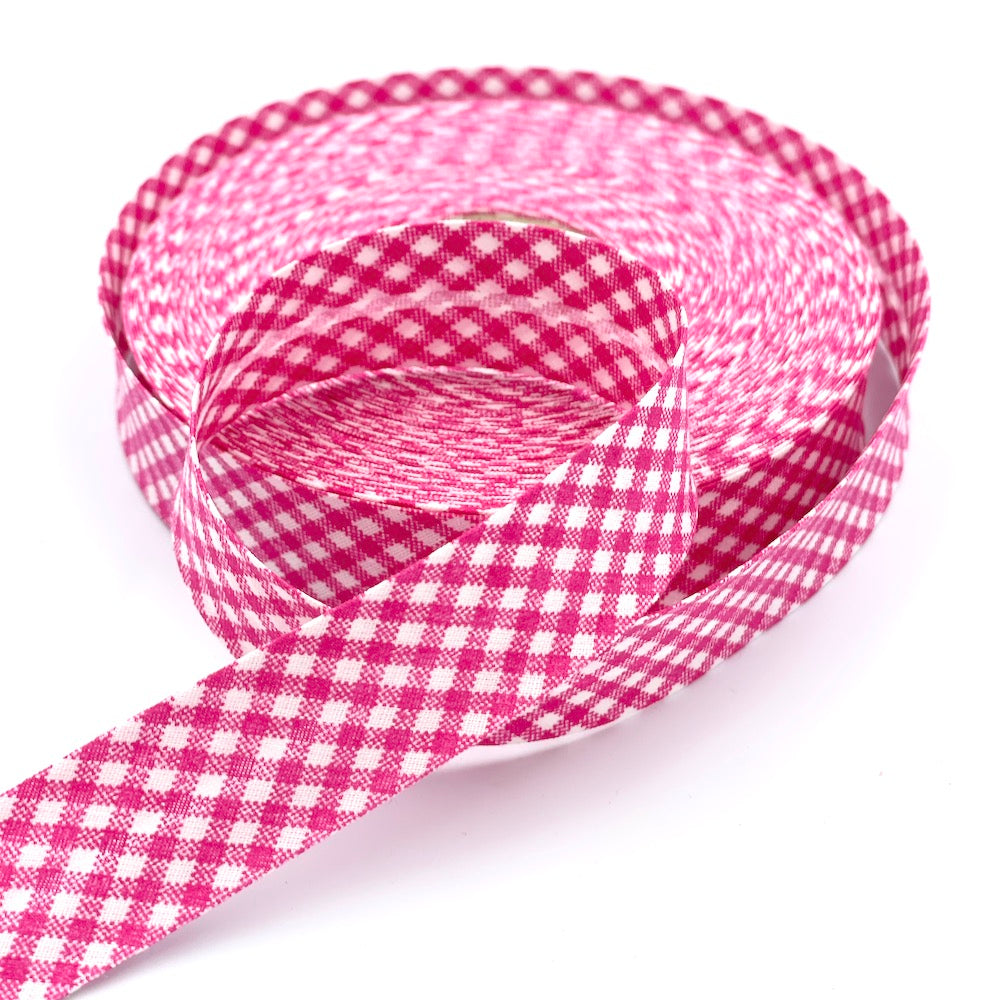 25m Reel of 25mm Gingham Bias Binding