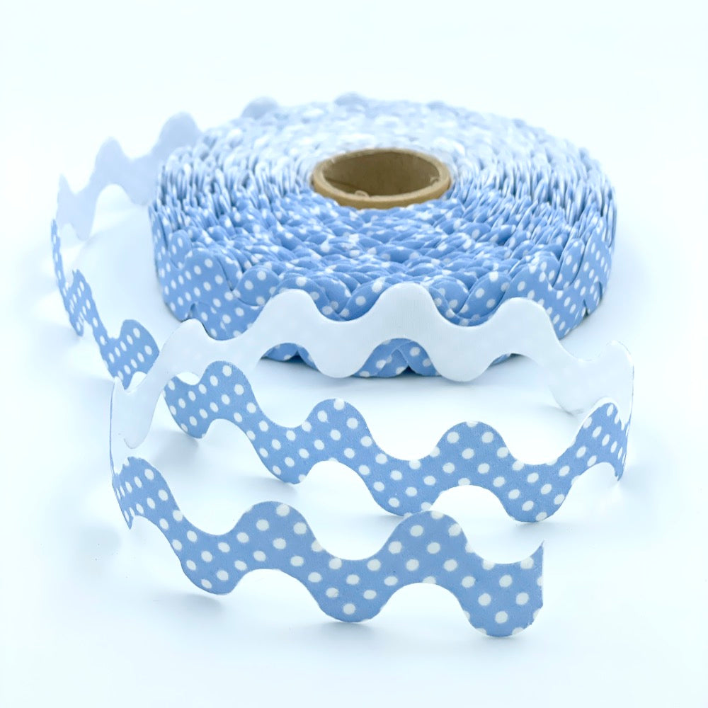 5m Roll of 30mm Polka Dot Ric Rac Bias