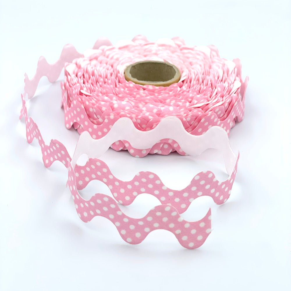 5m Roll of 30mm Polka Dot Ric Rac Bias
