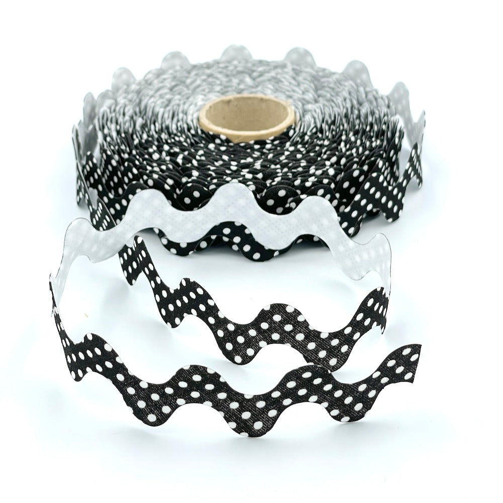 5m Roll of 30mm Polka Dot Ric Rac Bias