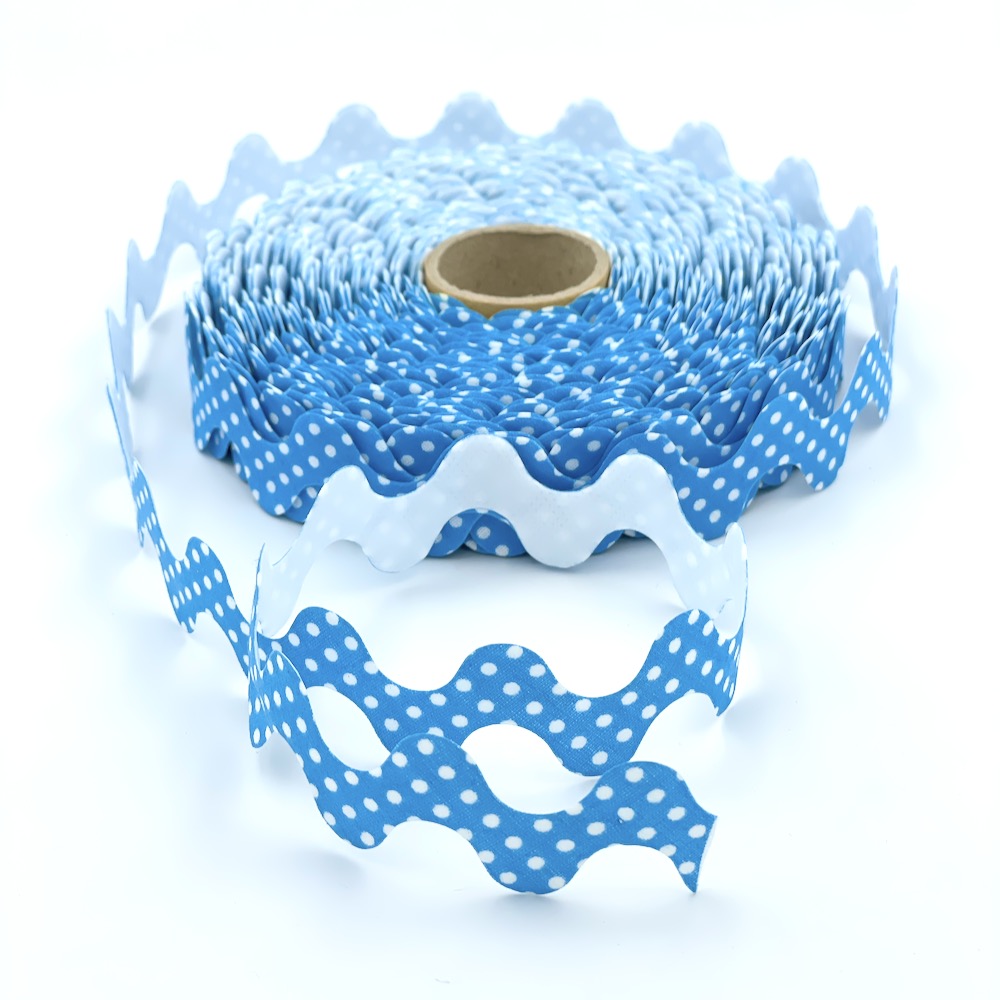 5m Roll of 30mm Polka Dot Ric Rac Bias