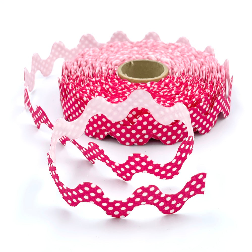 5m Roll of 30mm Polka Dot Ric Rac Bias