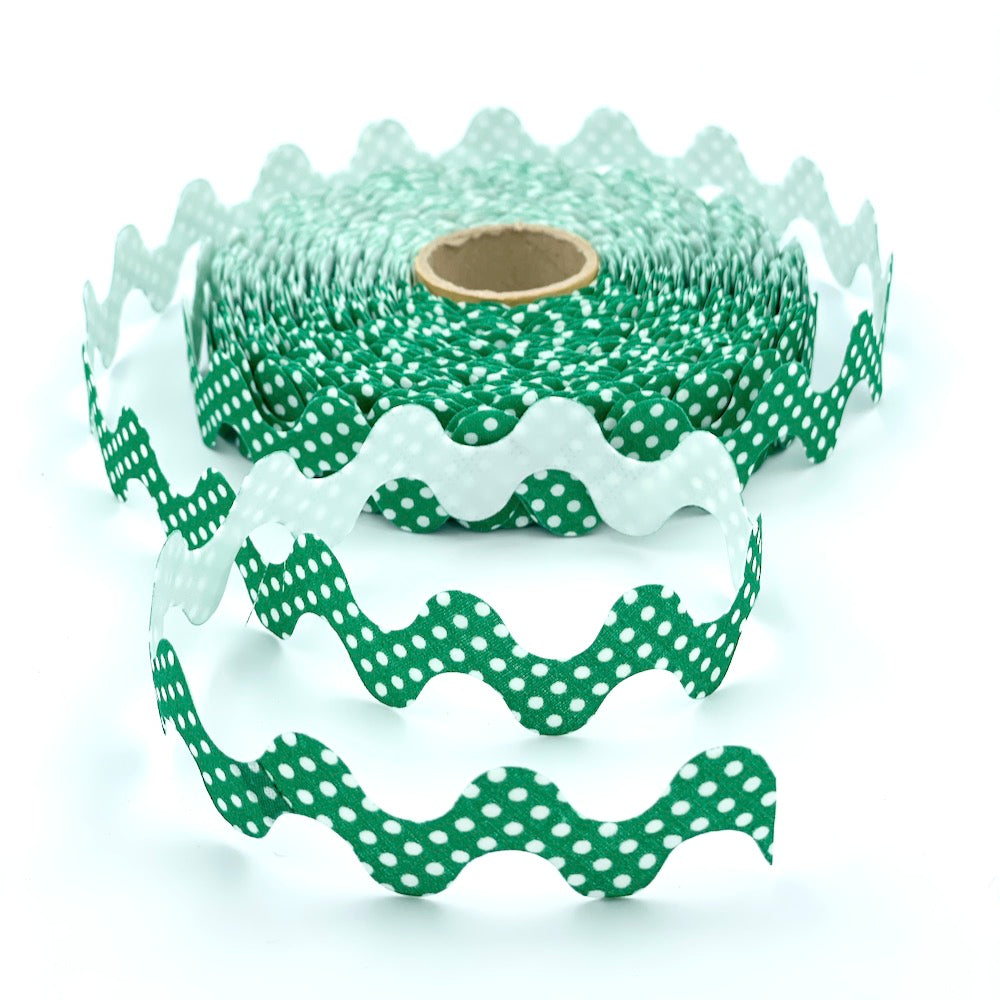 5m Roll of 30mm Polka Dot Ric Rac Bias