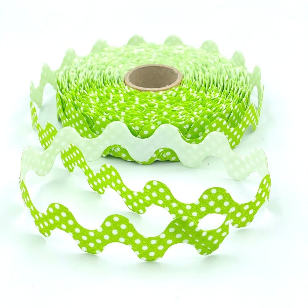 5m Roll of 30mm Polka Dot Ric Rac Bias