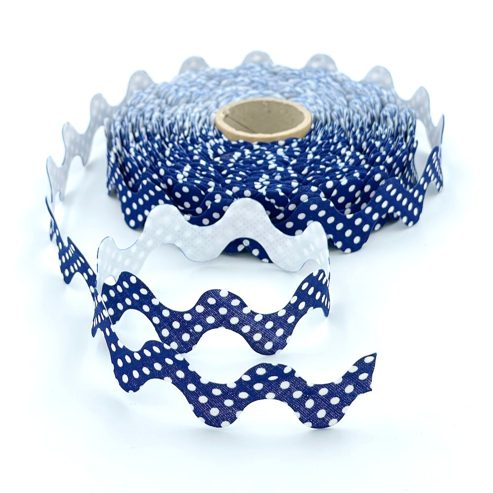 5m Roll of 30mm Polka Dot Ric Rac Bias